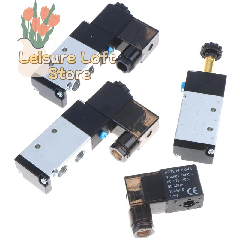 4V210-08 Electric Solenoid Valve 5 Way 2 Position Air Gas Magnetic Valve for Compressor Pneumatic Equipment