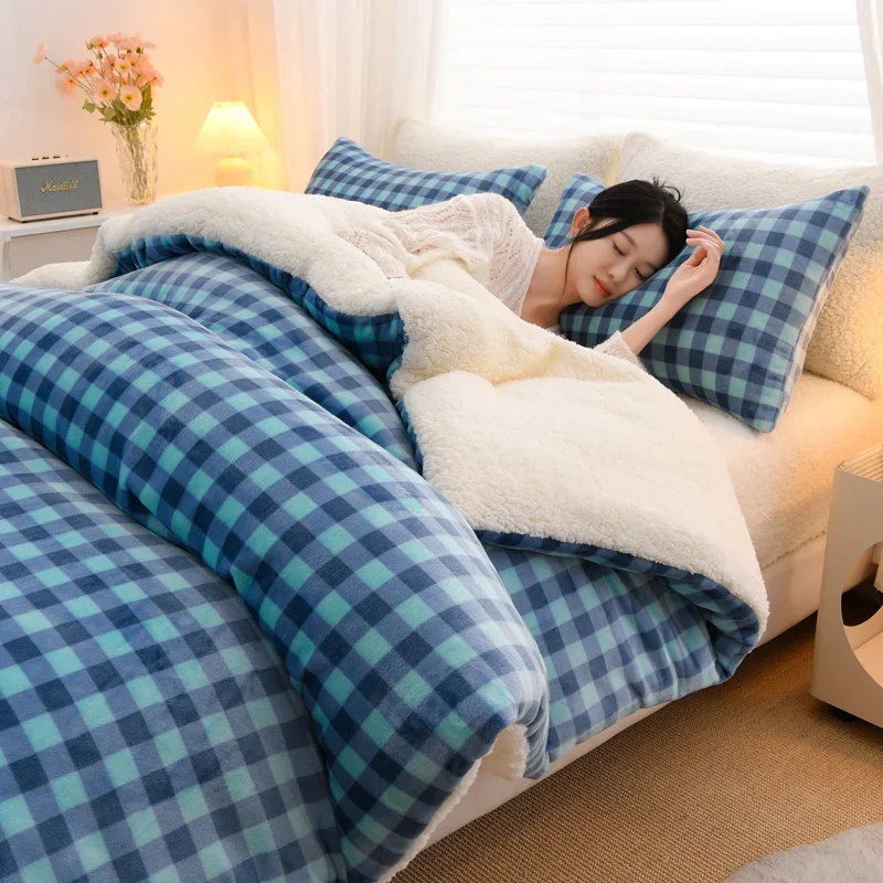 New Plaid Super Thick Autumn Winter Keep Warm Blanket Soft Lambswool Warmth Blankets Milk Velvet Comfortable Fluffy Comforter