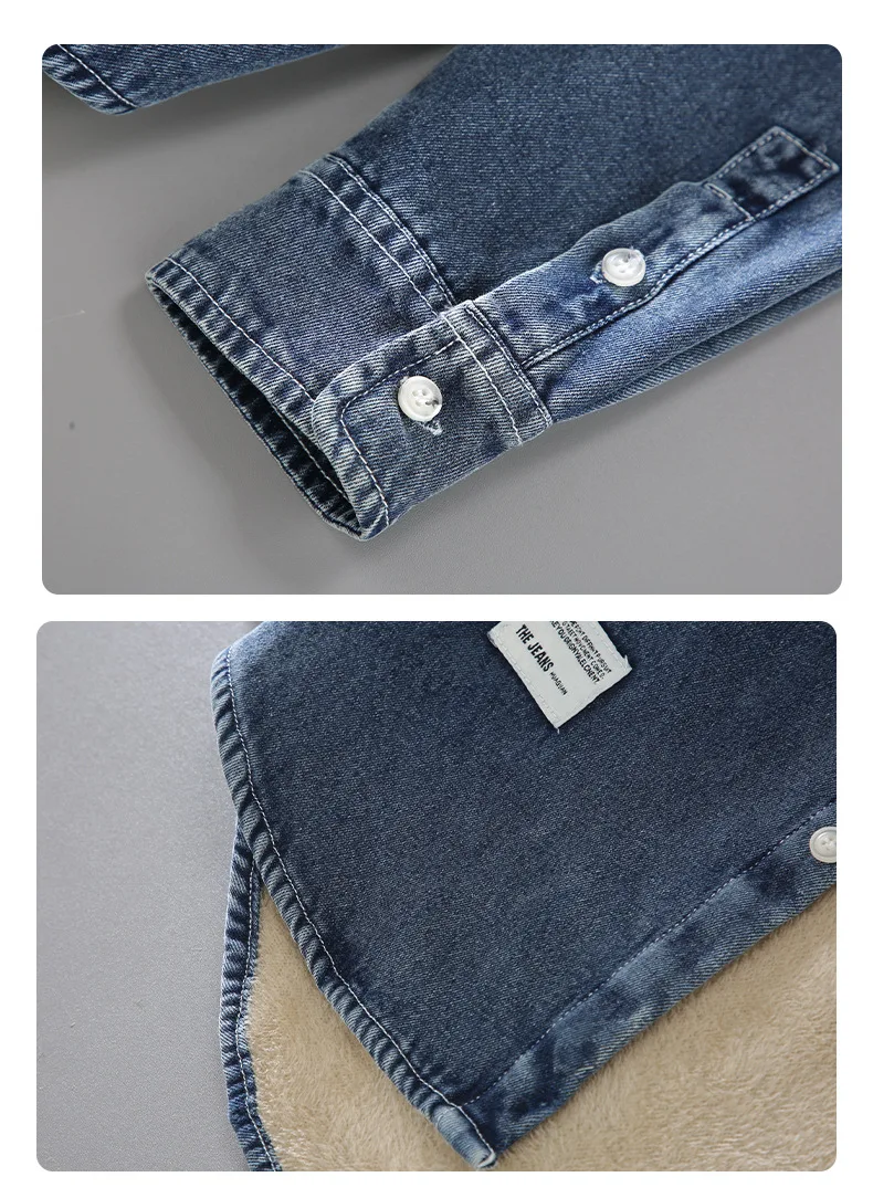 Winter Mens Shirt Long Sleeve Denim Shirts Men Pure Cotton New in Shirts Daily Casual Loose Fleece Shirt Fashion Warm Jean Shirt