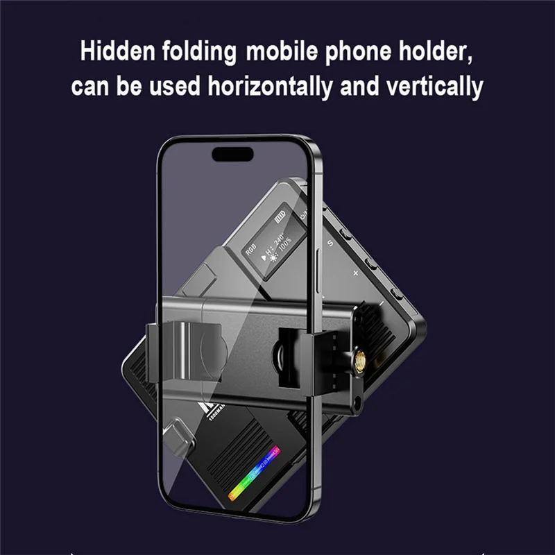 

【HOT】5W RGB Pocket LED Light 3000K-9900K 1500Mah Battery Built In With Phone Holder Clamp And Cold Shoe Adapter