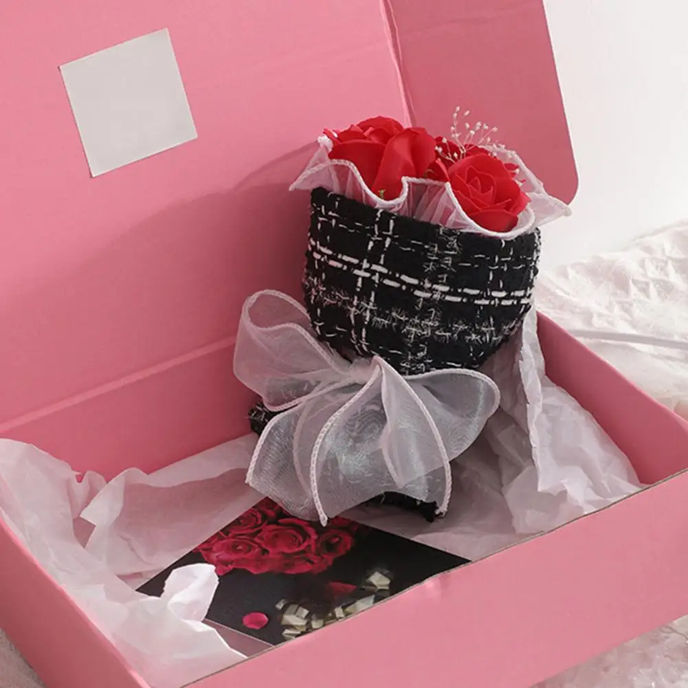 Artificial Rose Flower Long-lasting Flower Decor Mini Artificial Rose Bouquet Handcrafted Simulated Flower Decoration for Mother