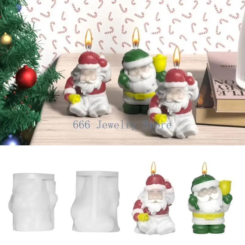 F2TD Exquisite Aromatherapys Mold Christmas Santas Silicone Mold Gypsum Ornaments Mold Maing Fondant Mold
