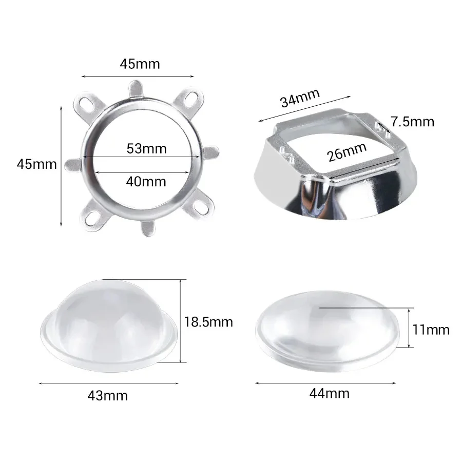 110V 220V 20W 30W 50W COB LED Chip Beads with 60/120 Degree Lens Reflector Smart IC COB Chip Array Matrix DIY Floodlight