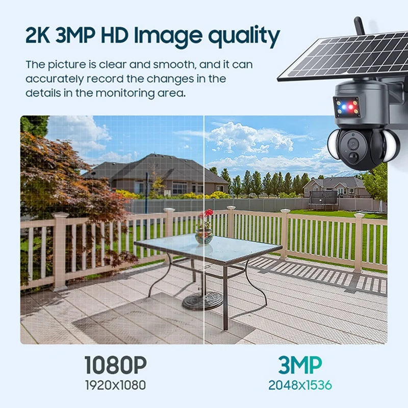 3MP Solar Surveillance Cameras High Definition Video Surveillance Outdoor Waterproof Security Cams