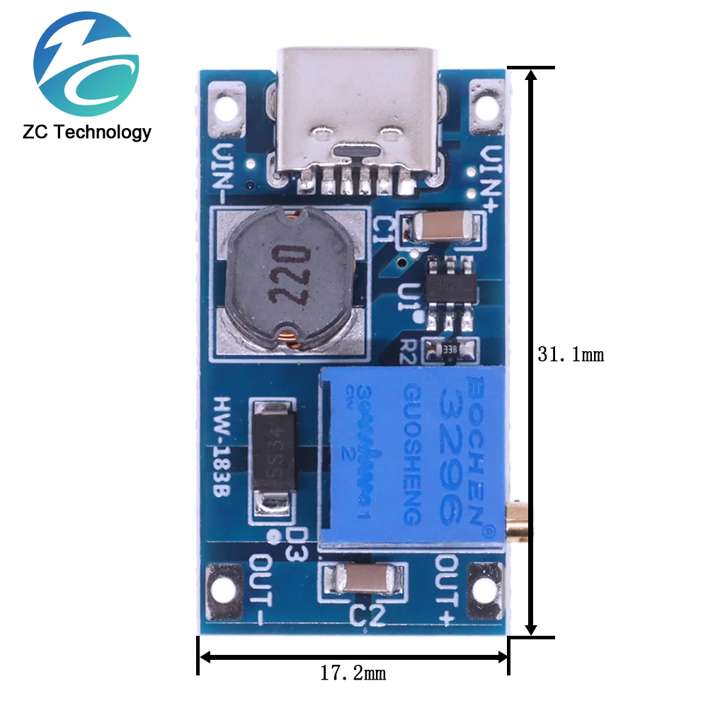 1/5/10PCS MT3608 SX1308 DC-DC Step Up Converter Booster Power Supply Module Boost Micro TYPE-C USB MAX output 28V 2A For Arduino