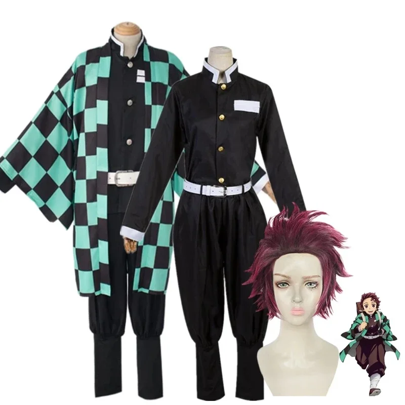 Adult/Kids Carnival Costume Demon Slayer Tanjirou Kamado Cosplay Anime Costume Kimetsu no Yaiba Men Kimono Costume New