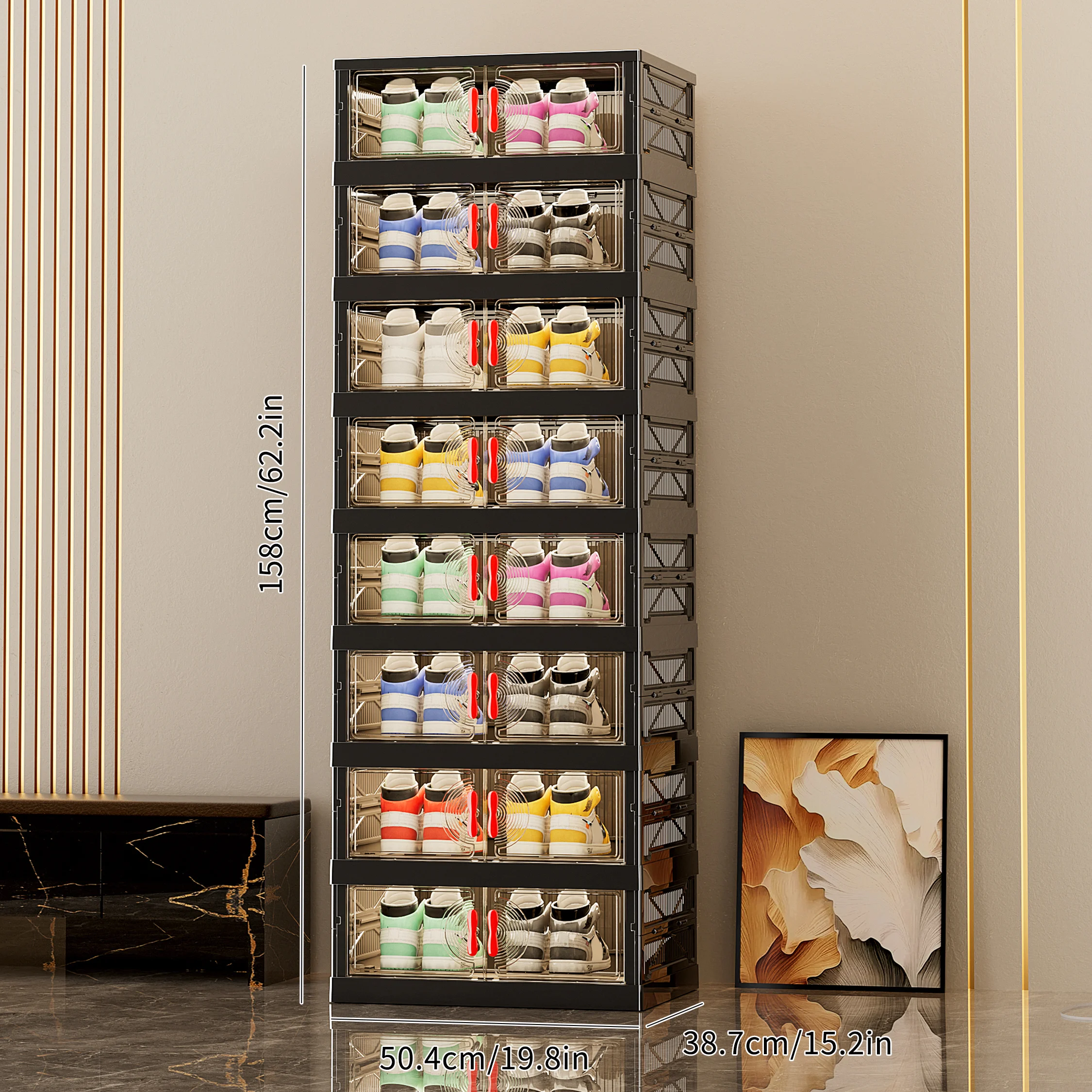

Installation-Free Shoe Rack Foldableable Integrated Shoe Box Eight-Layer Transparent Shoe Cabinet Storage Box Plastic Dust-Proof Eight-Layer Simple Shoe Cabinet