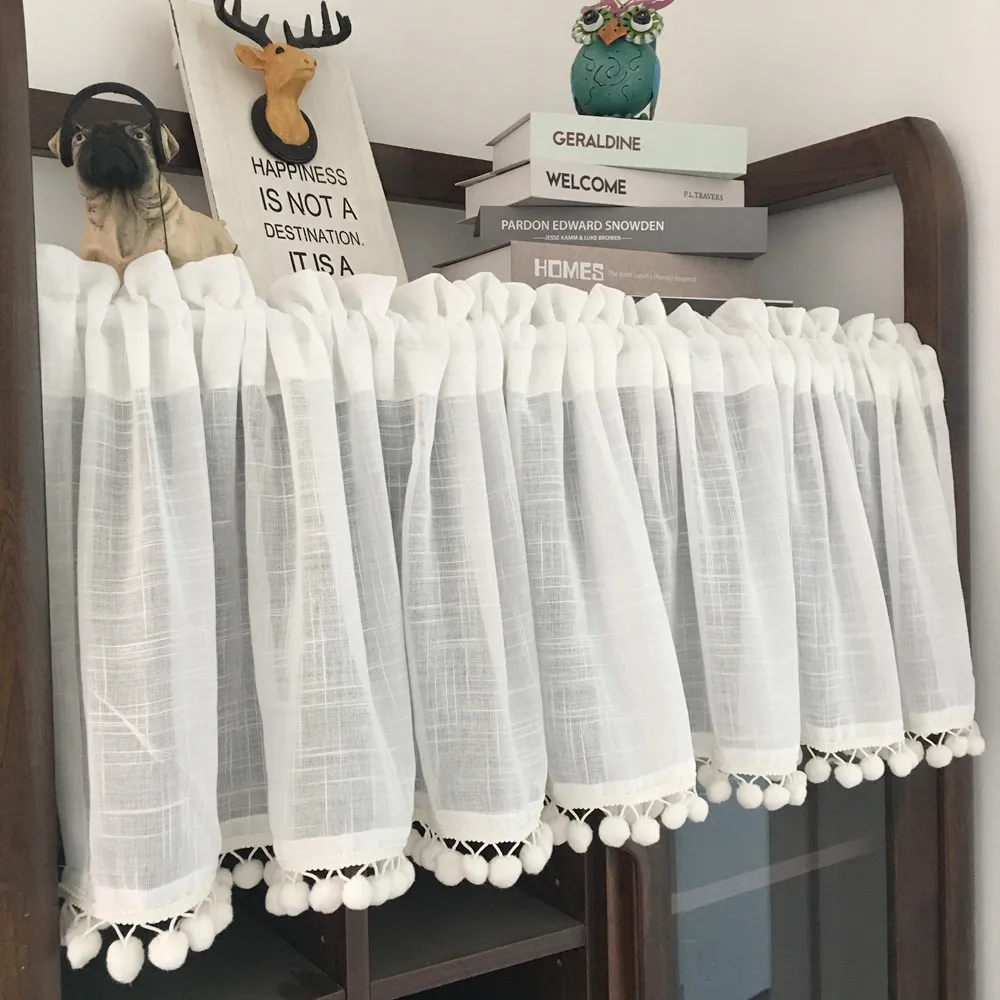 Japanese tassel half curtain partition door curtain kitchen short curtain coffee curtain pastoral decoration short curtain yarn