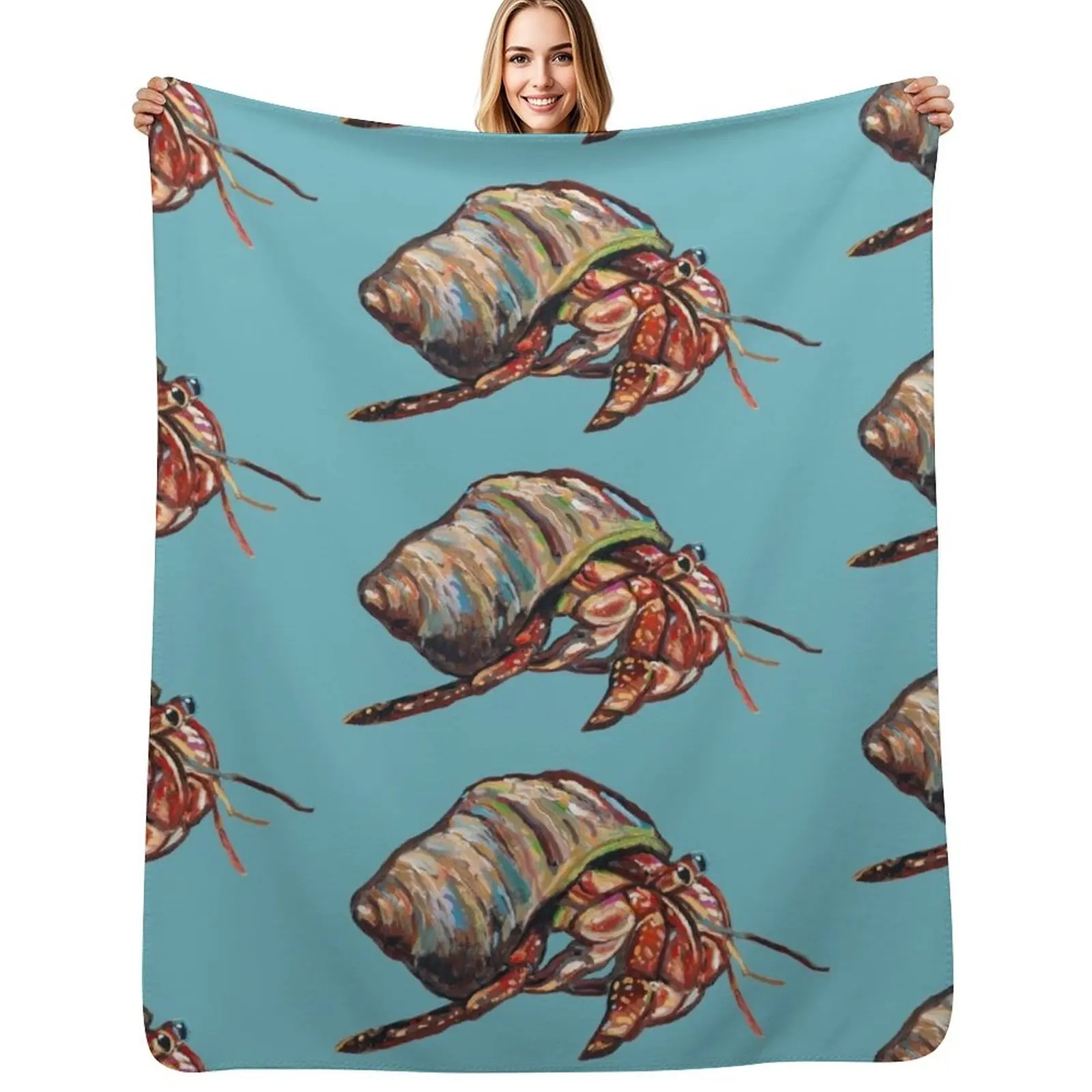 

Colorful Beach Hermit Crab Throw Blanket Thins Heavy Retros Decoratives Blankets
