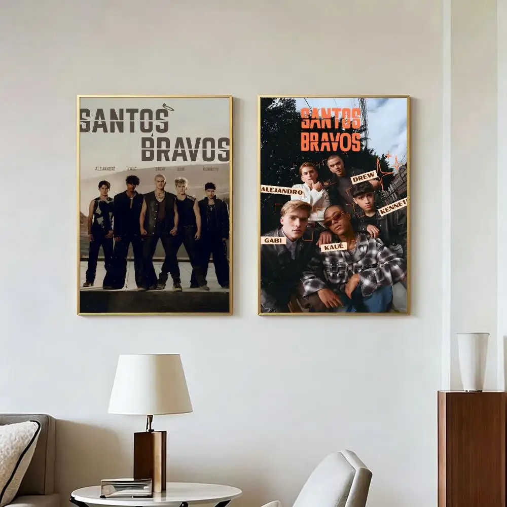 Music Modern Pop S-Santos Bravos Poster Peel And Stick Wall Art Self Adhesive PP Waterproof Wall Decor Living Room Bedroom Gift
