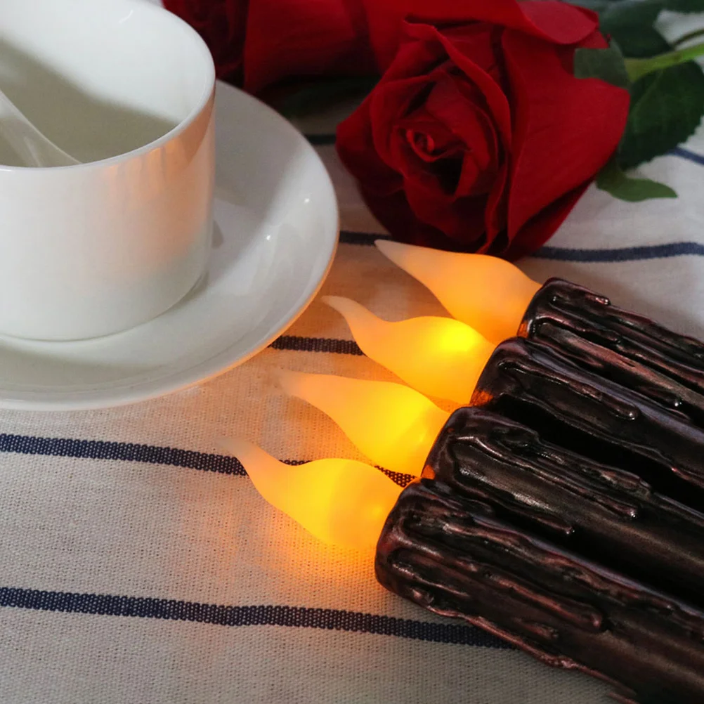 4 pçs eletrônico led luzes sem chama longo atarraxamento cintilação lâmpadas realista seguro festa decoração ao ar livre operado