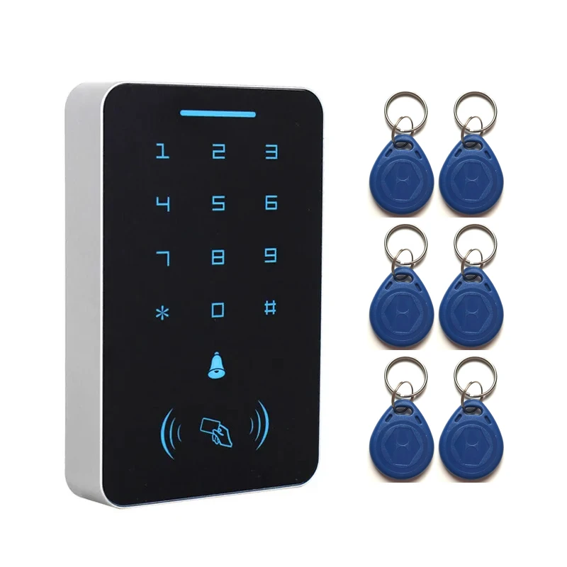 125Khz RFID ID Access Control Keypad Digital Panel Card Reader Door Lock System+6pcs RFID ID Keyfobs