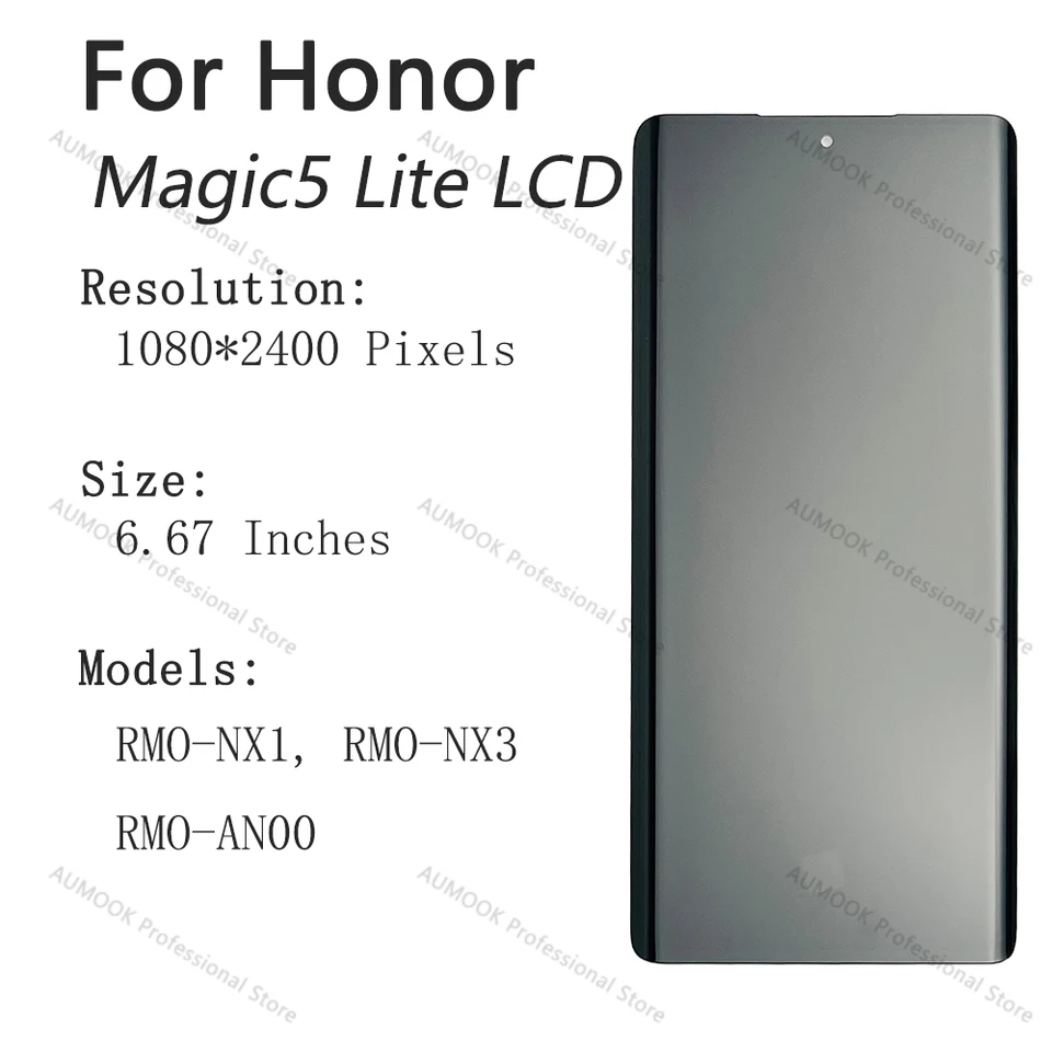 Schermo Originale AMOLED 6.67″ Per Huawei Honor Magic 5 Lite 5G – Kit Completo Con Telaio, Colori Vivaci, Tocco Fluido, Sostituzione Facile