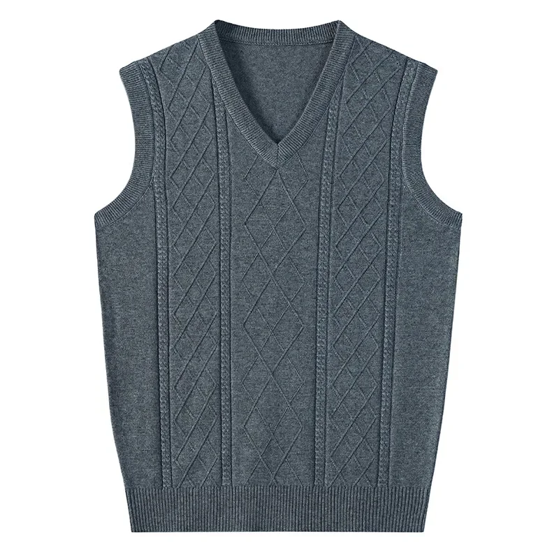 Sweater Vest for Men Spring New Wool Tank Top Casual Men's Sleeveless Sweater Plain Edition Jacquard Mens Clothing