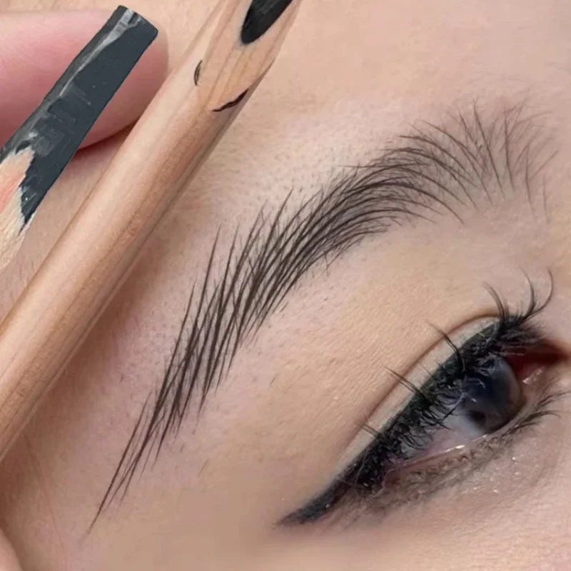 Microblading lápis de sobrancelha de madeira à prova de manchas usar delineador de longa duração natural macio suave sobrancelhas tatuagem caneta ferramentas de maquiagem