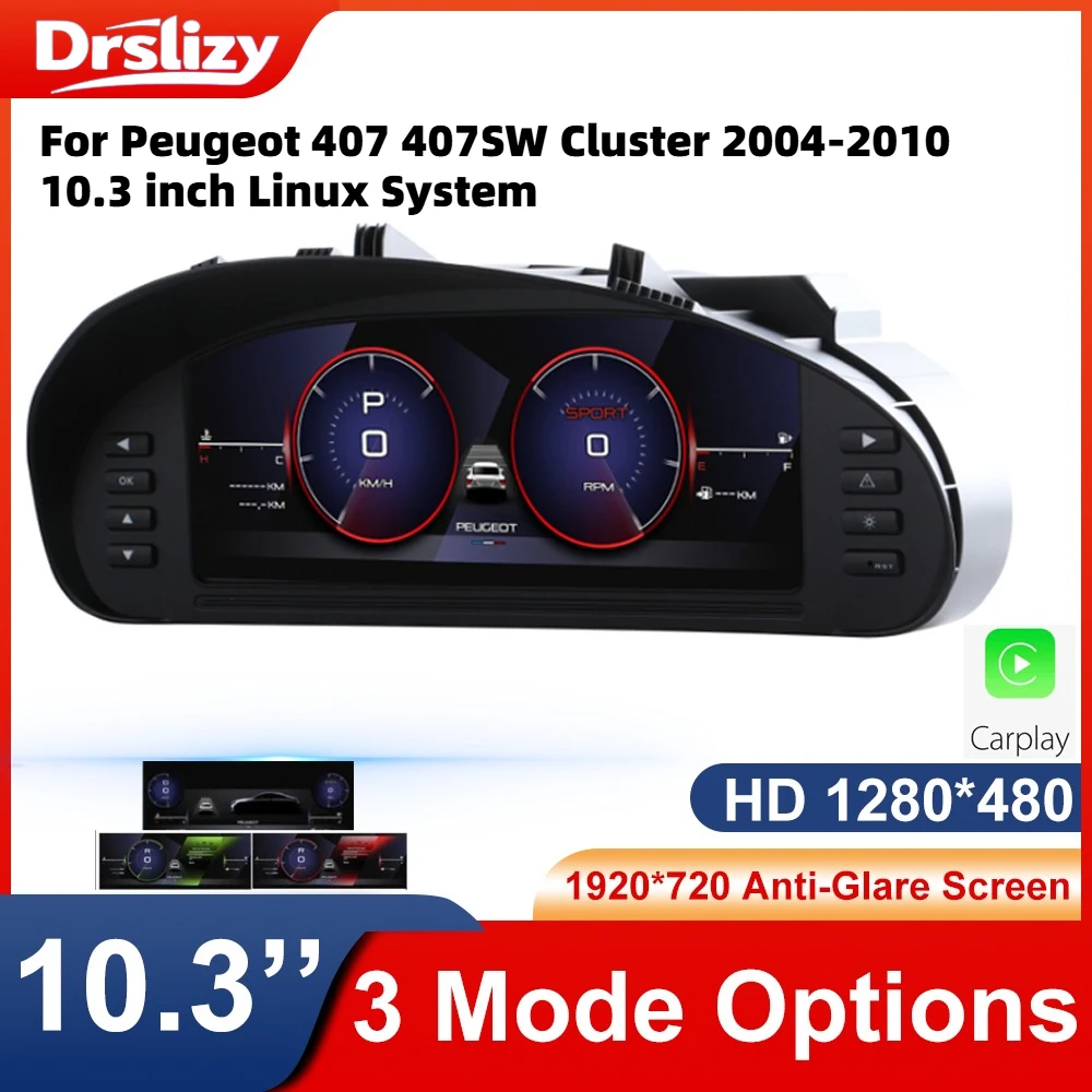 لبيجو 407 407SW العنقودية 2004-2010 10.3 بوصة نظام لينكس الأصلي عرض معلومات السيارة شاشة لوحة القيادة العنقودية الرقمية