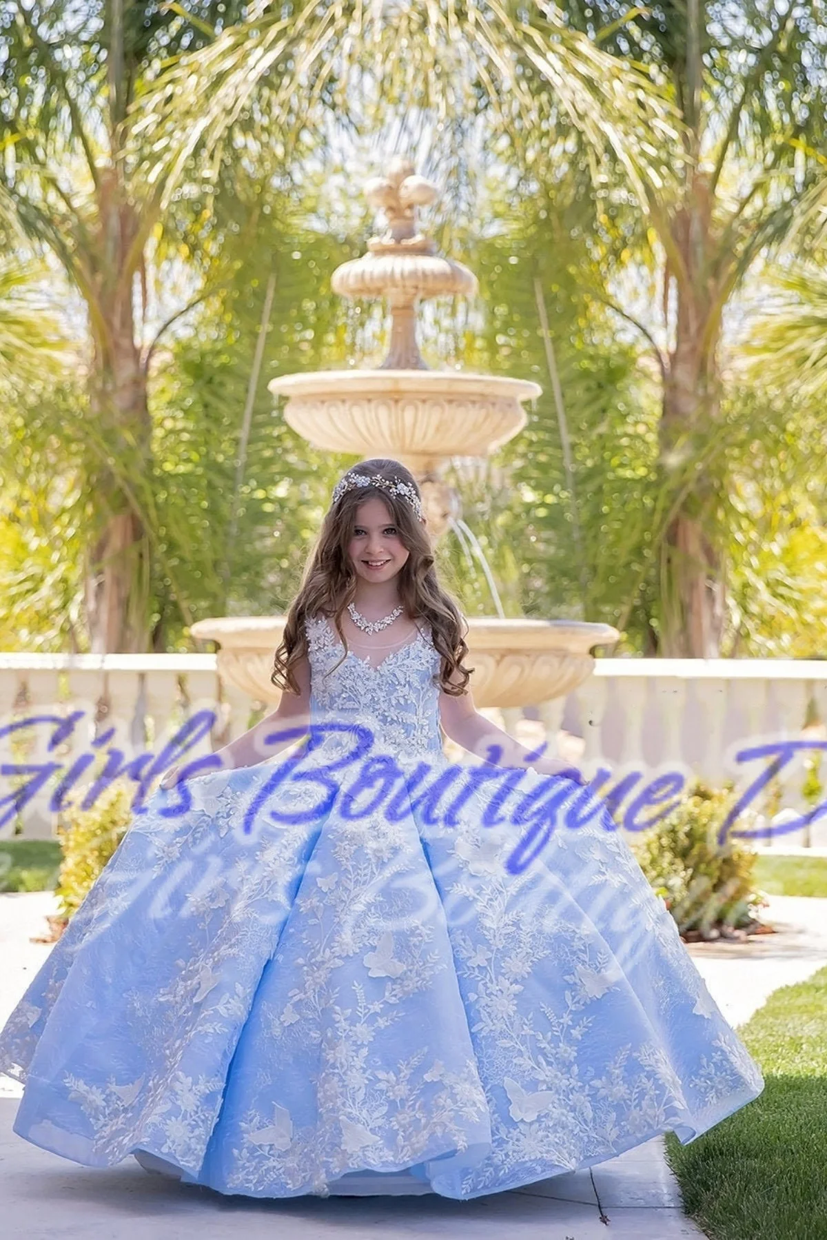 

Юбка-пачка с контрастной кружевной вышивкой, синее платье принцессы без рукавов, платье с цветочным узором для девочек для танцевальных выступлений