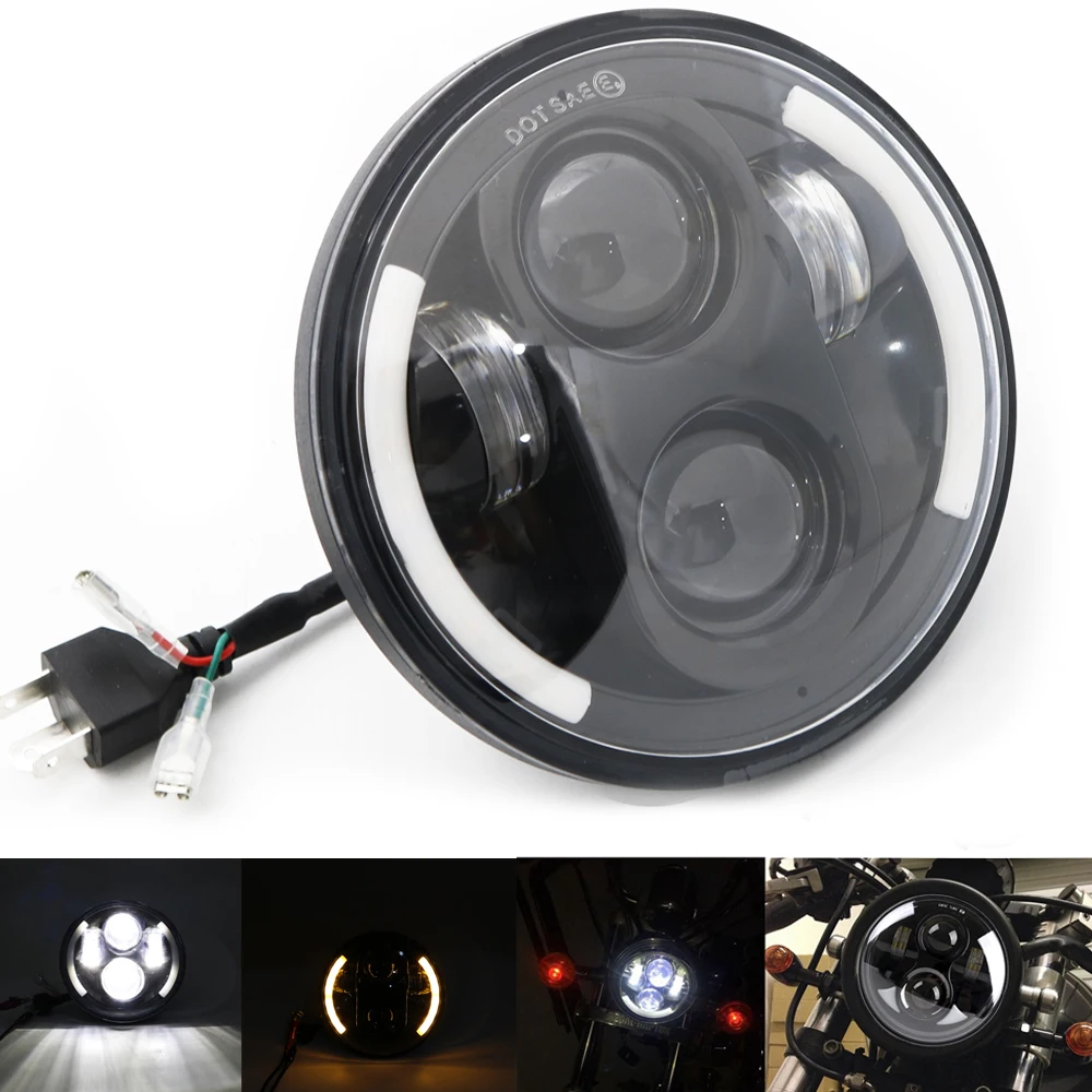 2PCS 5.75 Inch LED Headlight Projector for Triumph Rocket iii 3 & Speed Triple & Street Triple 5 3/4
