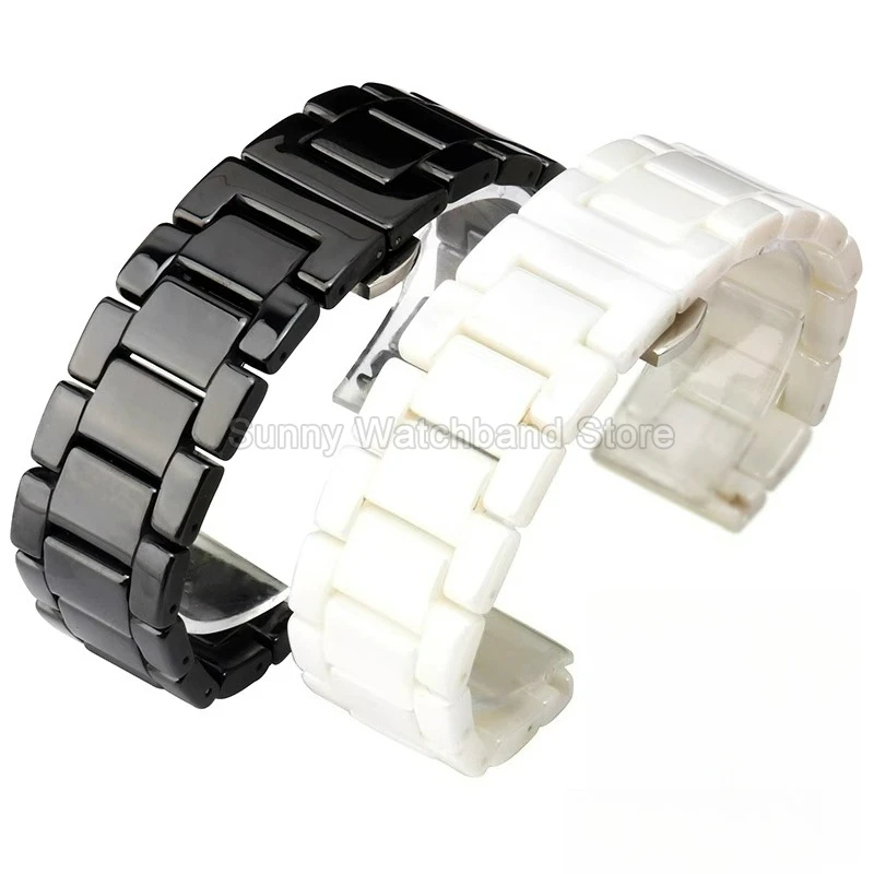 السيراميك الفولاذ المقاوم للصدأ للطي مشبك حزام الساعات الرجال النساء أسود أبيض سوار ل DW المذيبات Et Titus أرماني TianWang سوار #1