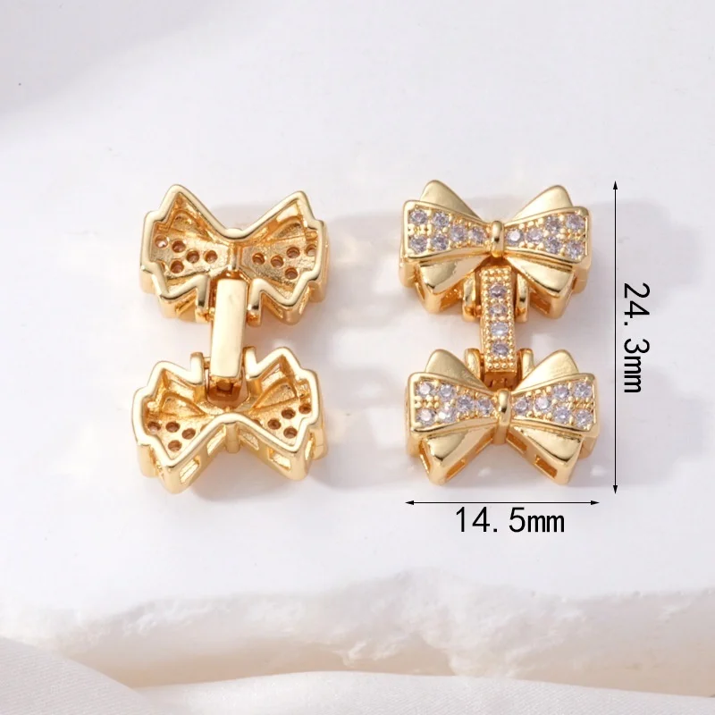 1 Piece Copper Gold-plated Pearl Necklace Connection Buckle Bow Snap Buckle DIY Jewelry Production Material Accessorie Wholesale
