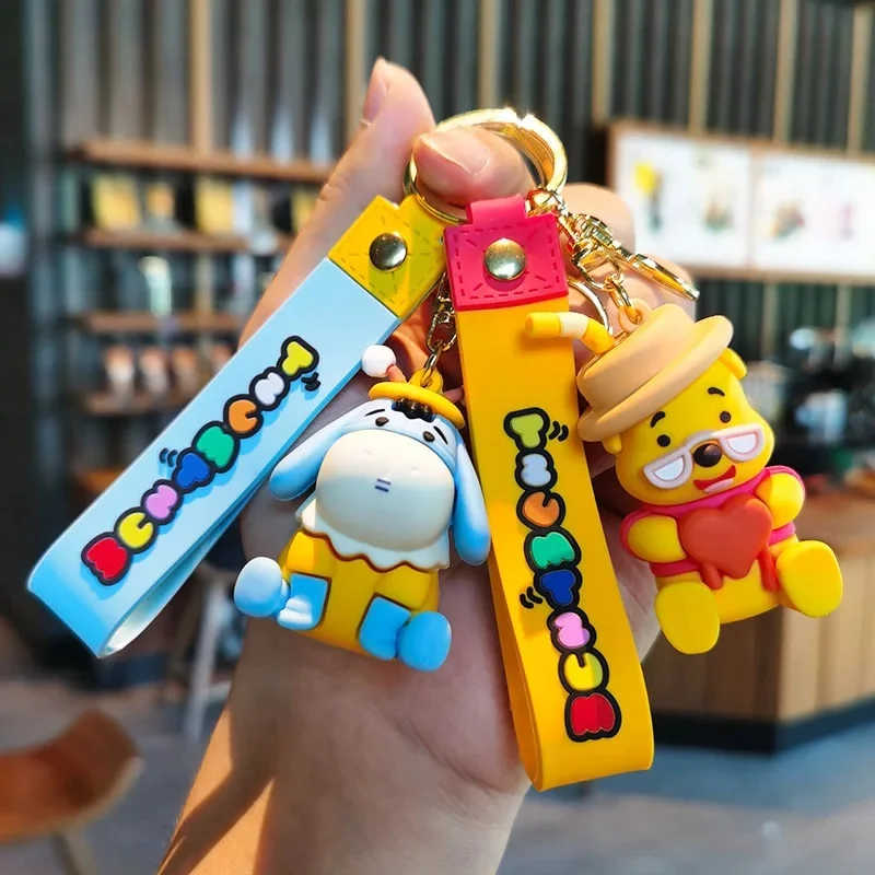 

Disney Winnie The Pooh Keychain Cartoon Eeyore Action Anime Figures Cute Doll Toys Car Backpack Key Ring Pendant Ornaments Gifts