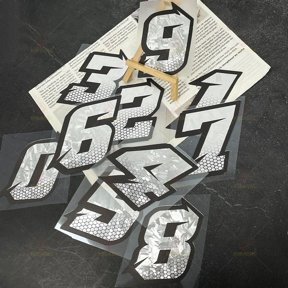 2PCS 5/10cm Holographic Number 0-9 Vinyl Stickers, Waterproof UV Protection Decals for Car Motorcycle Body Decor