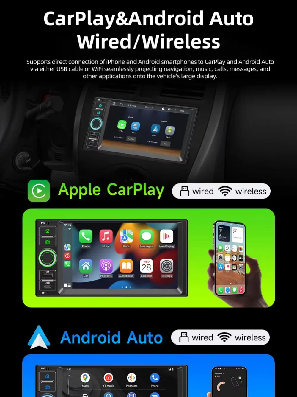 Car Radio MP5 Multimedia Player Wireless Carpaly Android Auto For Nissan Versa March Livina Sentra Grand Livina NV200 Head Unit