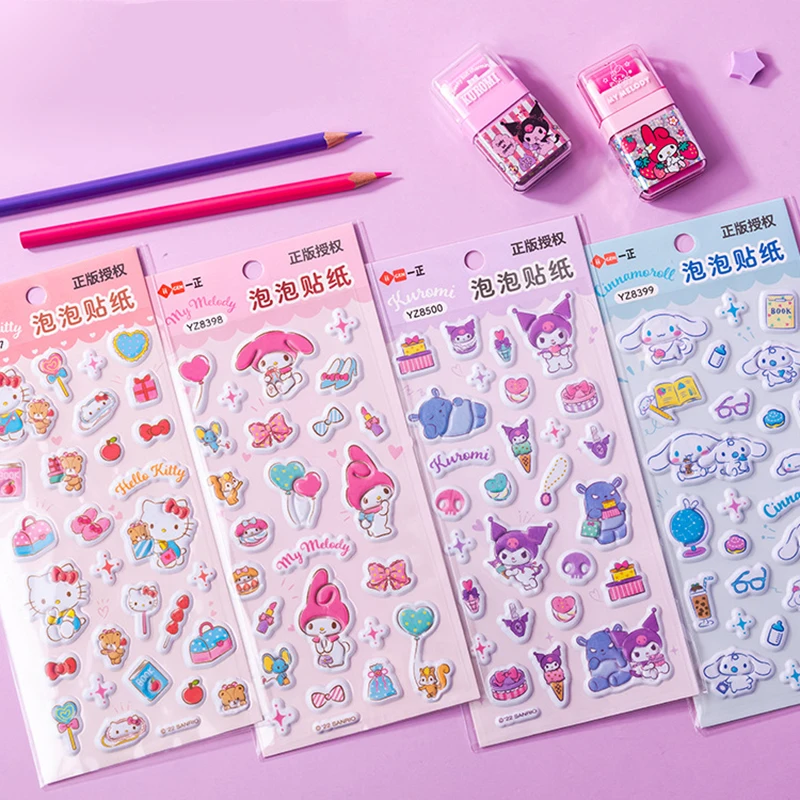 Anime Cartoon Sanrio Hello Kitty Bubbly Sticker Student Kid Decorate Scrapbooking Stationery Supplies DIY Self Adhesive