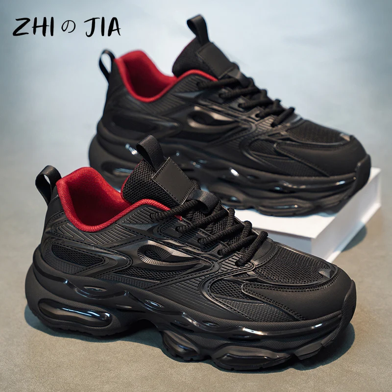 

Spring and Autumn New Classic Black Sports Shoes Outdoor Running Fitness Shoes Men's Fashion Trend Thick soled Footwear