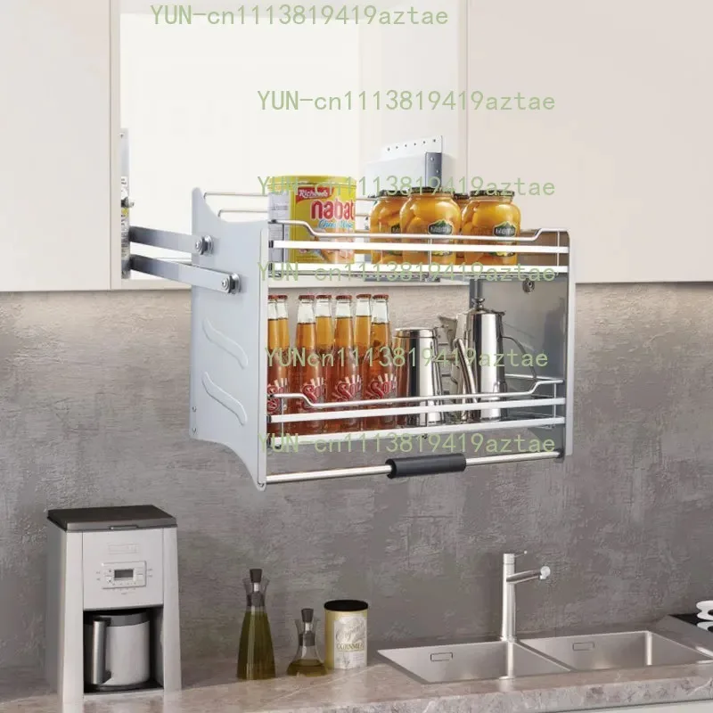 Kitchen Cabinet Pull-Down Elevator Basket, Wall Cabinet Lifting Storage Rack for Seasoning & Dish