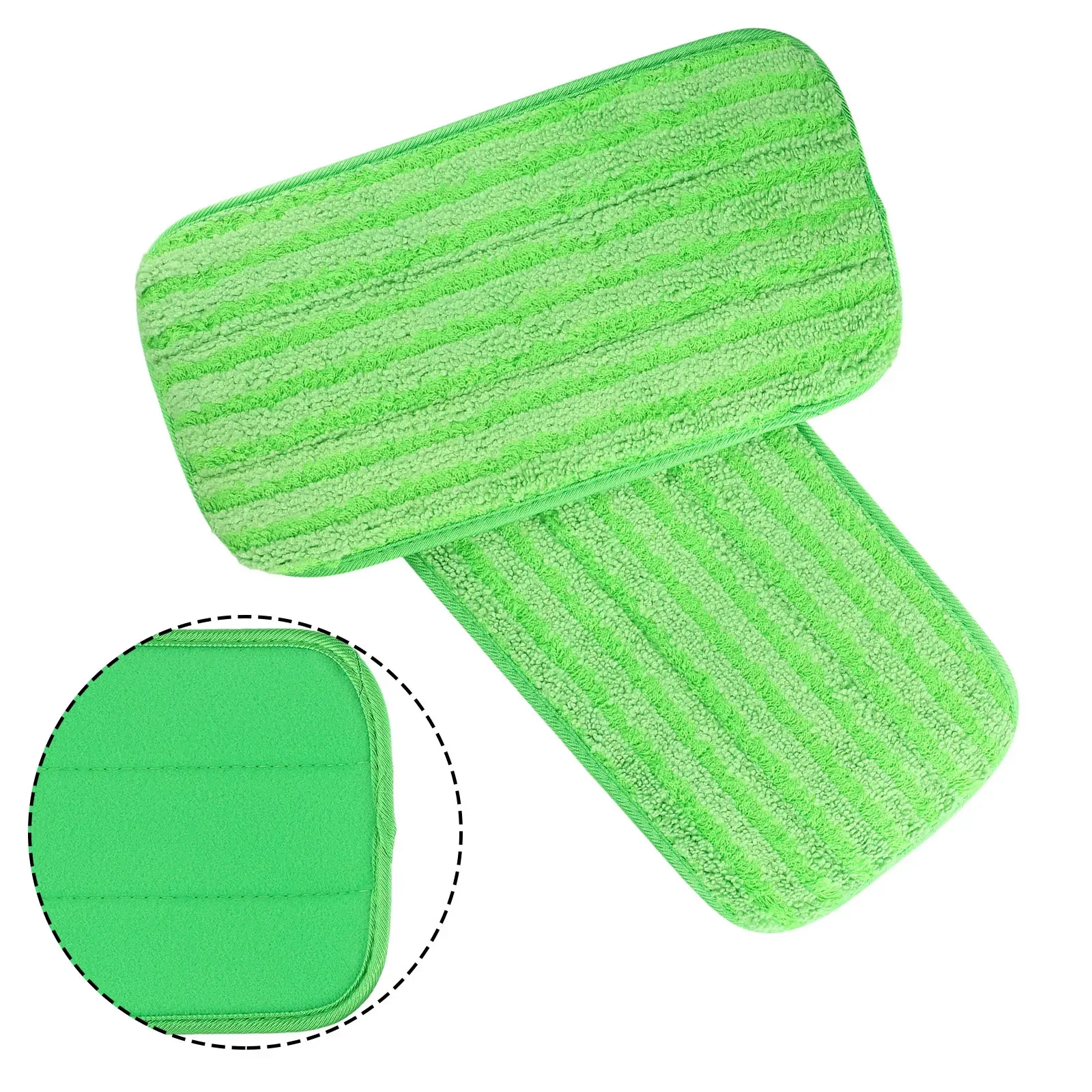 

2 Pack Microfiber Reusable Mop Pads For For Wet Jet 12 Inch Green 30.5*15cm Household Cleaning Tools