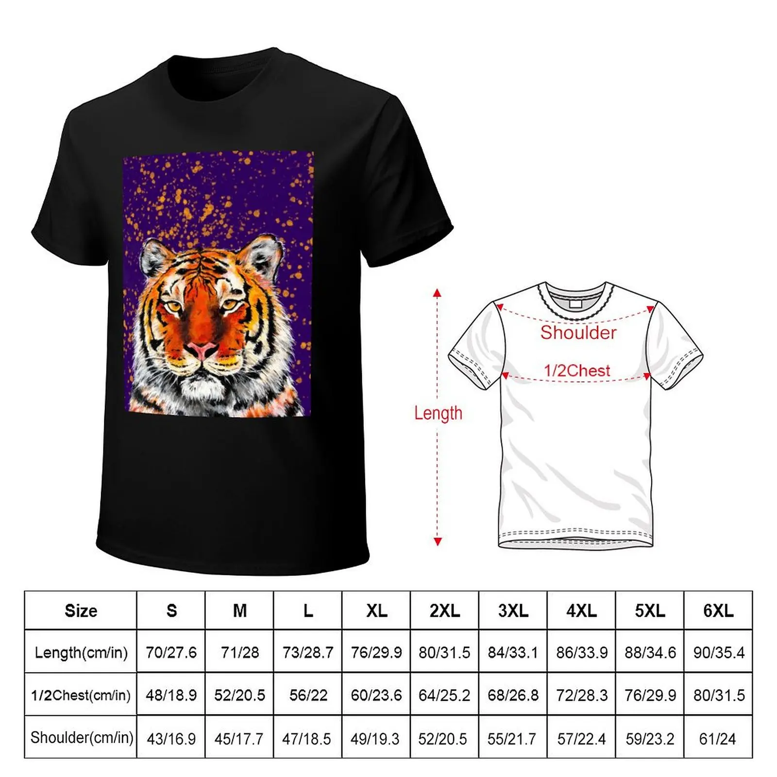 Purple and Gold Tiger T-Shirt Daily Wear Print T-Shirt