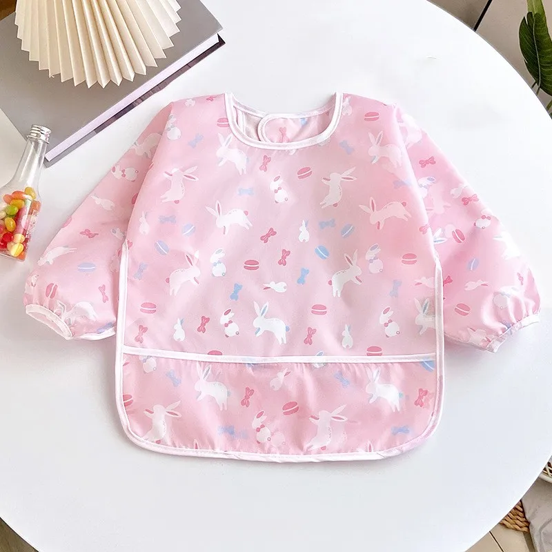Baby Lätzchen niedlich bunte Cartoon wasserdicht Lätzchen Säugling essen Kinder zeichnen Langarm Schürze selbst füttern Baby 0-3 Jahre – Detail 2