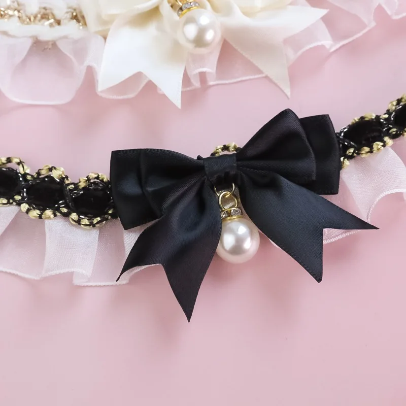 Pet Dog Cat Collar Cute Lace Bow Cat Collar Adjustable Cat Necklace Jewelry Sweet Neck Decorative Pet Accessories Pet Supplies