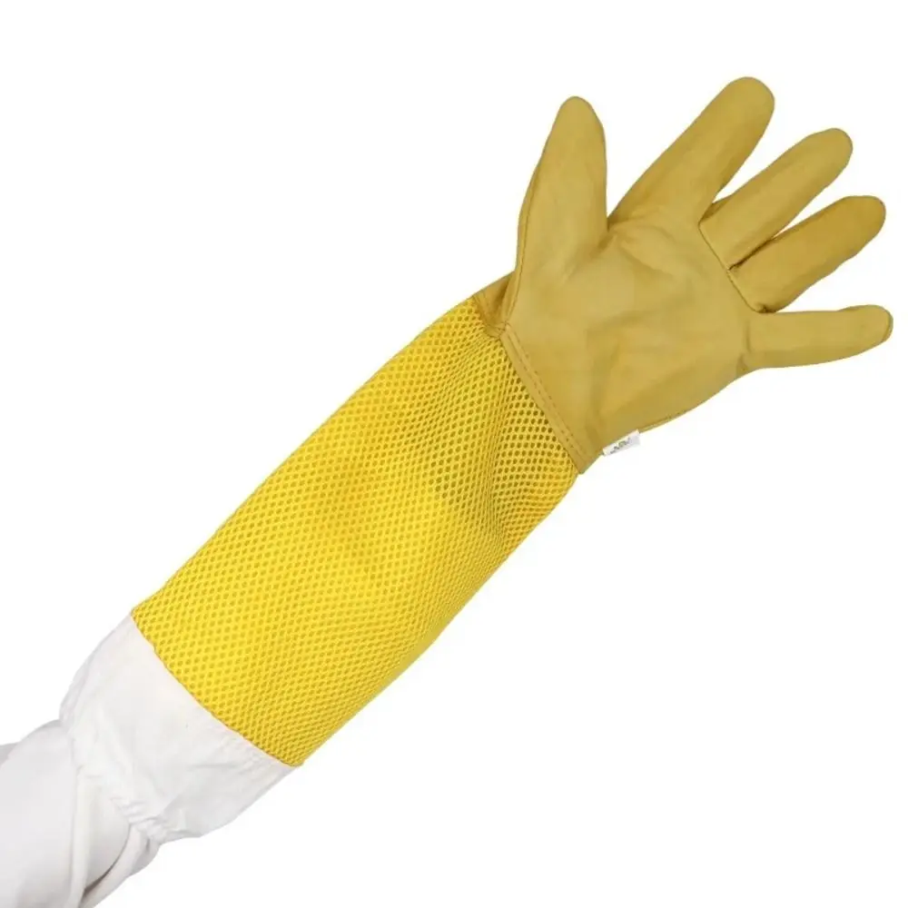 

Leather Beekeeping Gloves Breathable Mesh Goatskin Beekeeper Gloves Windproof Durable Ventilated Gloves Professional Use