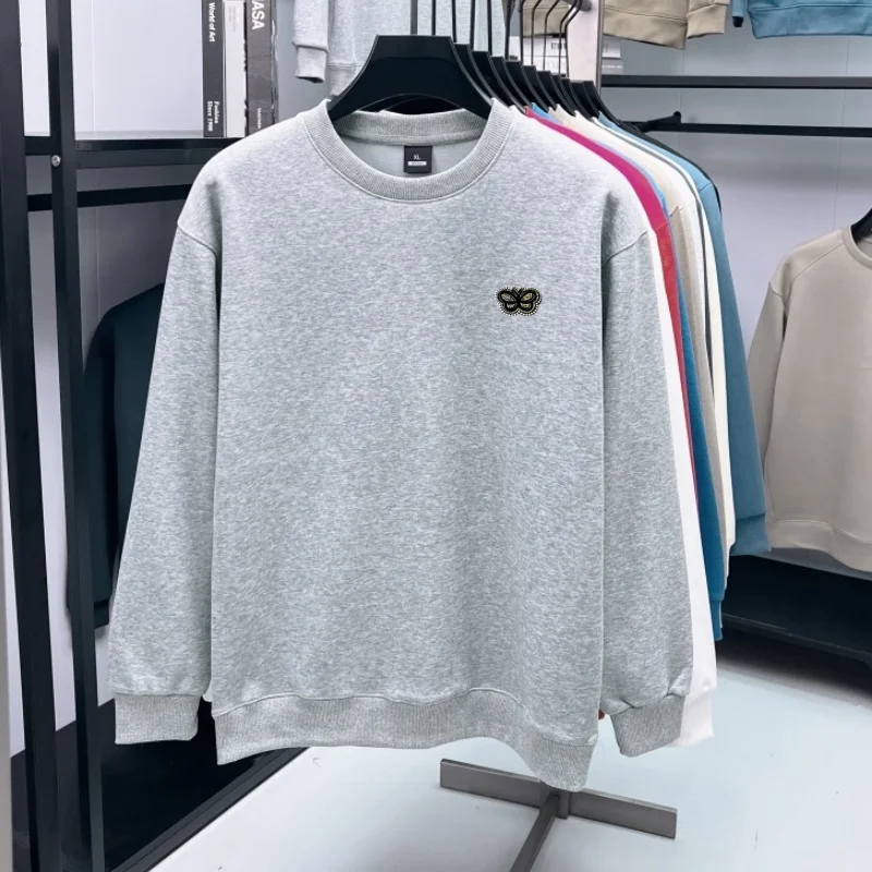 High end brand butterfly embossed pullover Autumn luxury Korean loose casual comfort round neck sweatshirt fashion men's wear