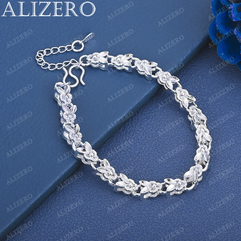 

ALIZERO 925 Sterling Silver Bracelet Hearts Chain Bracelets for Women Fashion Wedding Party Fine Jewelry Gifts