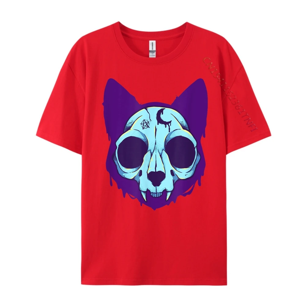 Cat Skull Pastel Goth Cat Skeleton Lover Pet Owner Halloween Designer T Shirt Men T Shirt Men Camisetas Hombre Classic