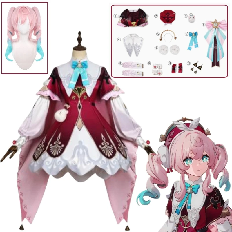 

Honkai Star Rail Hyacine Cosplay Costume Wig Dress Hat Uniform Amphoreus Carnival Halloween Party Cos Women Girls Props Set