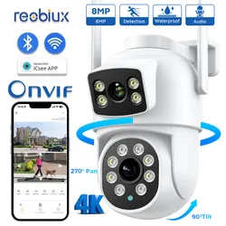 8MP 4K PTZ Wifi Camera Dual Lens Human Detection Night Vision Outdoor CCTV Surveillance Camera  iCSee App Security IP Protection