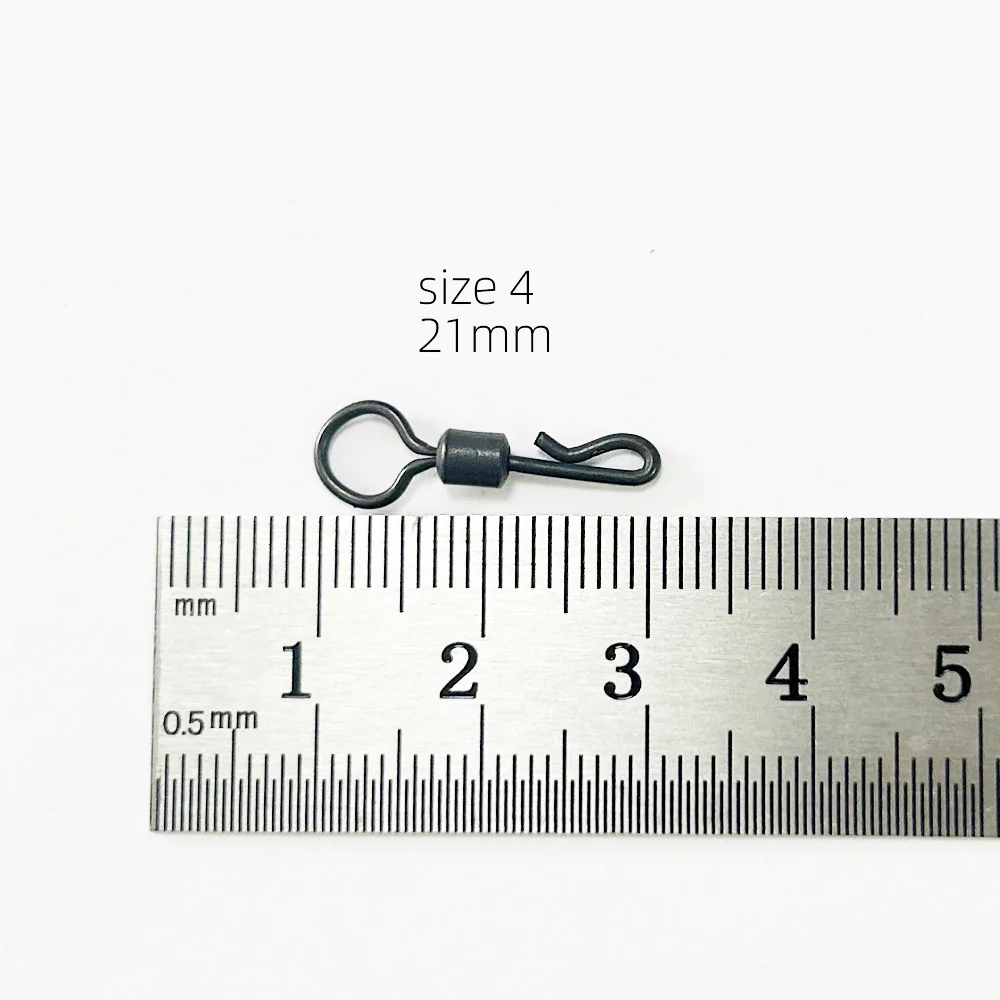 10 oder 30 Stück Karpfenangeln Zubehör Hubschrauber Rigs Angeln Schnellwechsel Big Eye Wirbel für Feeder Q-förmige mattschwarze Farbe