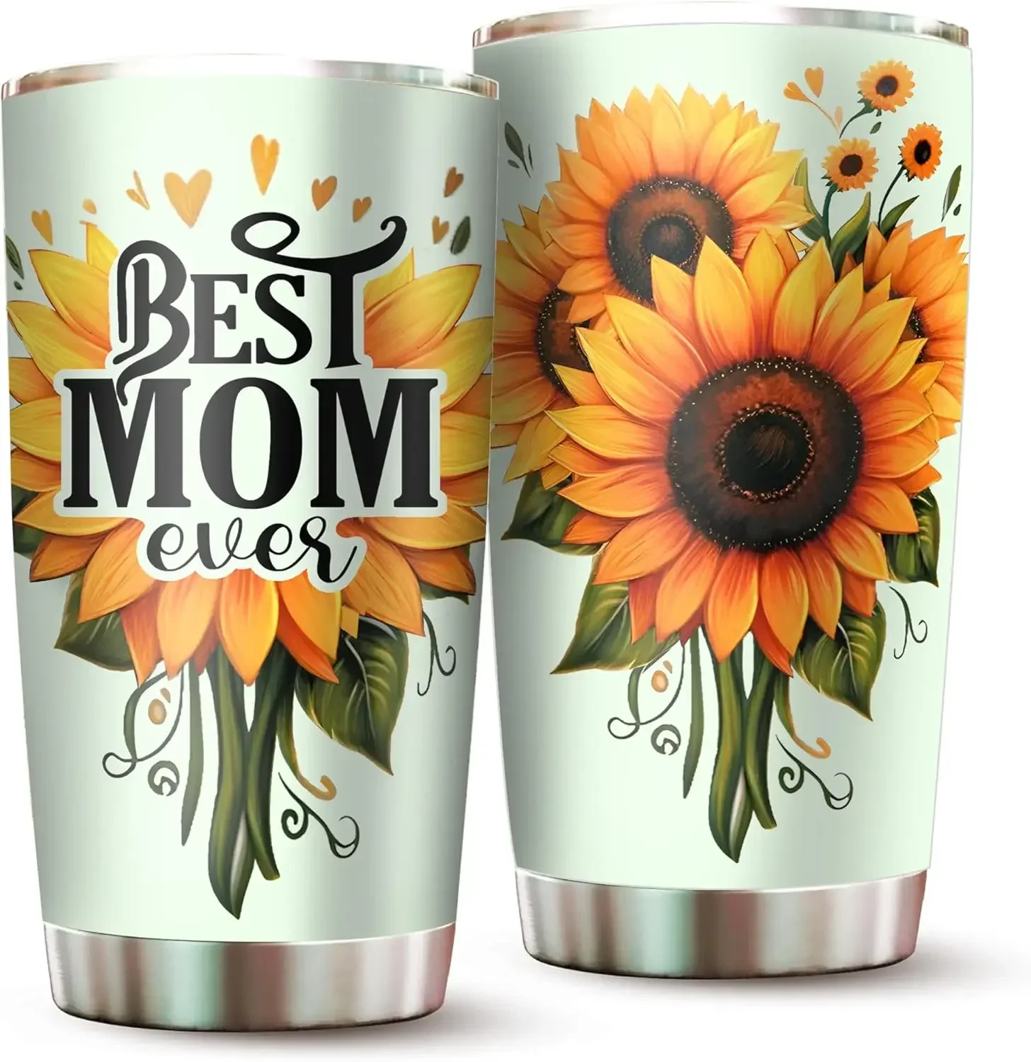 Best Mom Ever Tumbler - Drinking Cup for Mom Gifts from Daughter Son Kids - Worlds Best Mom Mug - Mothers Day&Birthday Sunflower