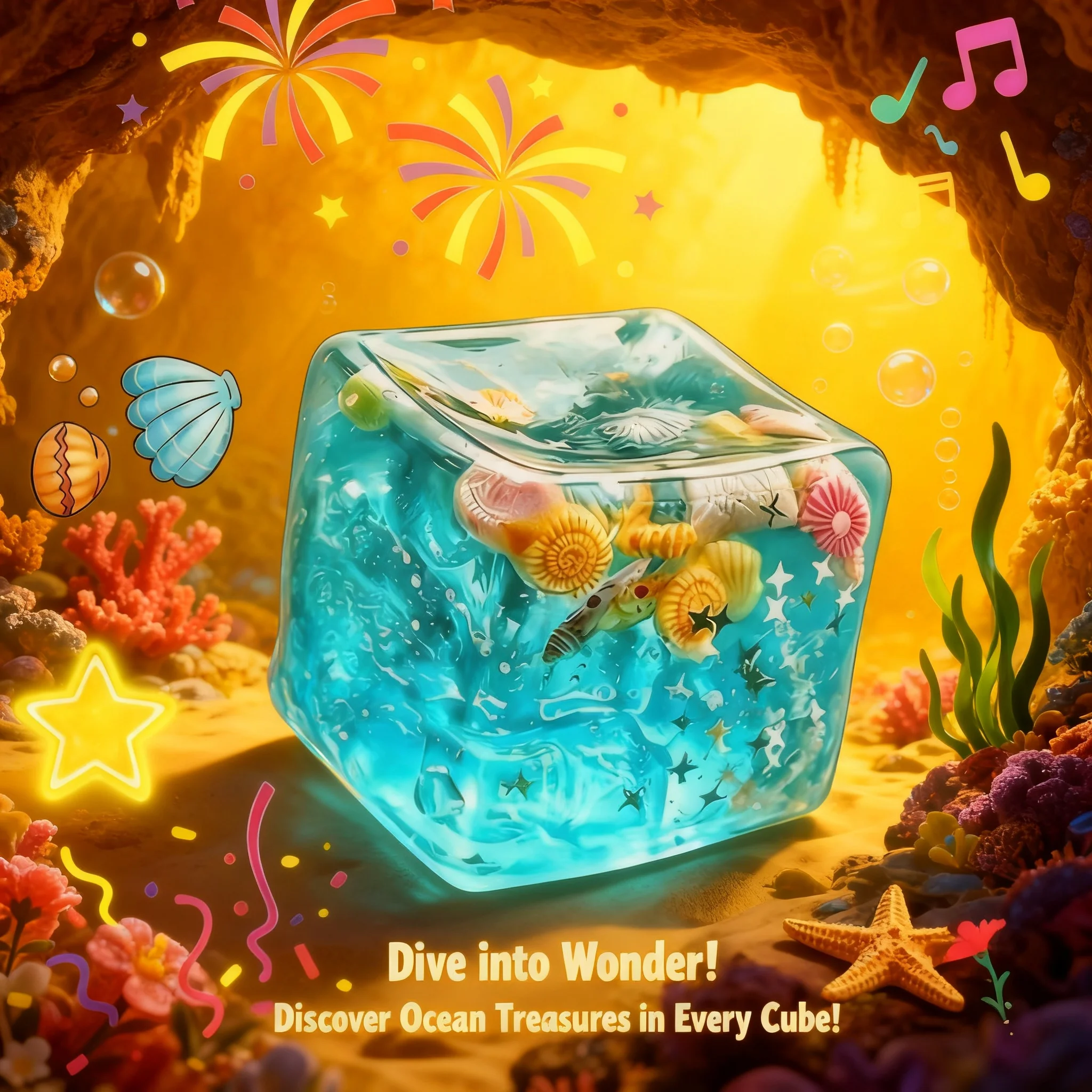 Mini Ocean Ice Cube Shell Maltose Pinch Slow Rebound Decompression Toy Stress Relief New