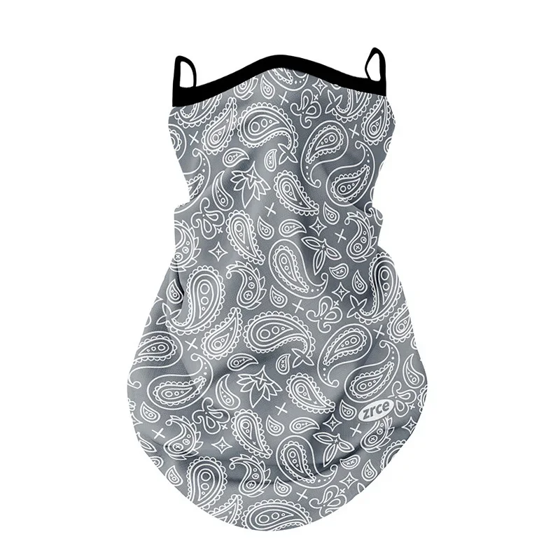 남녀공용 야외 통기성 자외선 차단 오토바이 라이딩 마스크, 페이즐리 이어루프 반다나, 스포츠 목 얼굴 커버, 여름