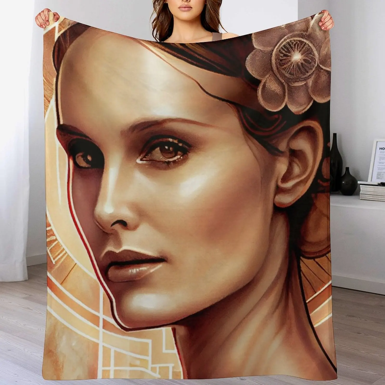 

Portrait of Natalie Portman Throw Blanket Stuffeds Heavy Blankets