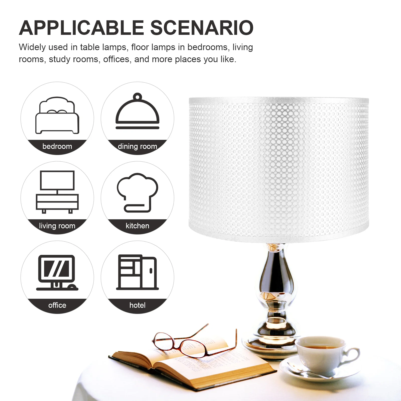 Metal Desk Light Modern Lamp Shade Fabric Drum Lampshade for Table Oval Lampshades