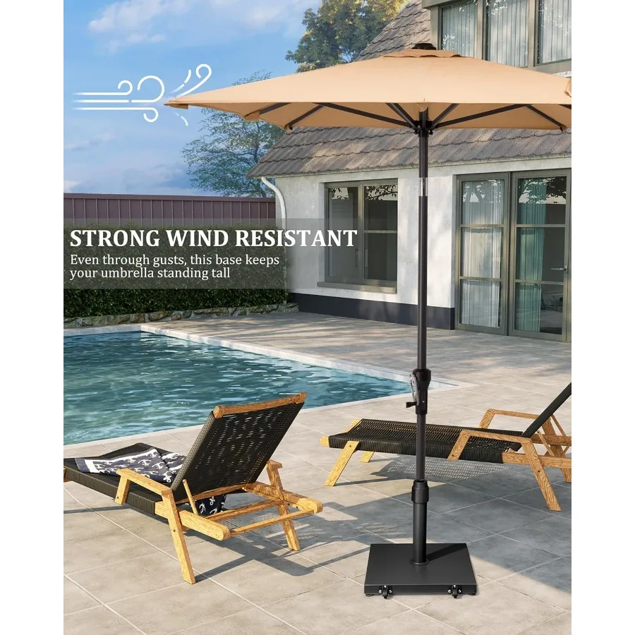 قاعدة مظلة فناء 42 رطل مع عجلات شديدة التحمل في الهواء الطلق مظلة سوق الفناء حامل للسطح مع بكرات شرفة بجانب حمام السباحة #3