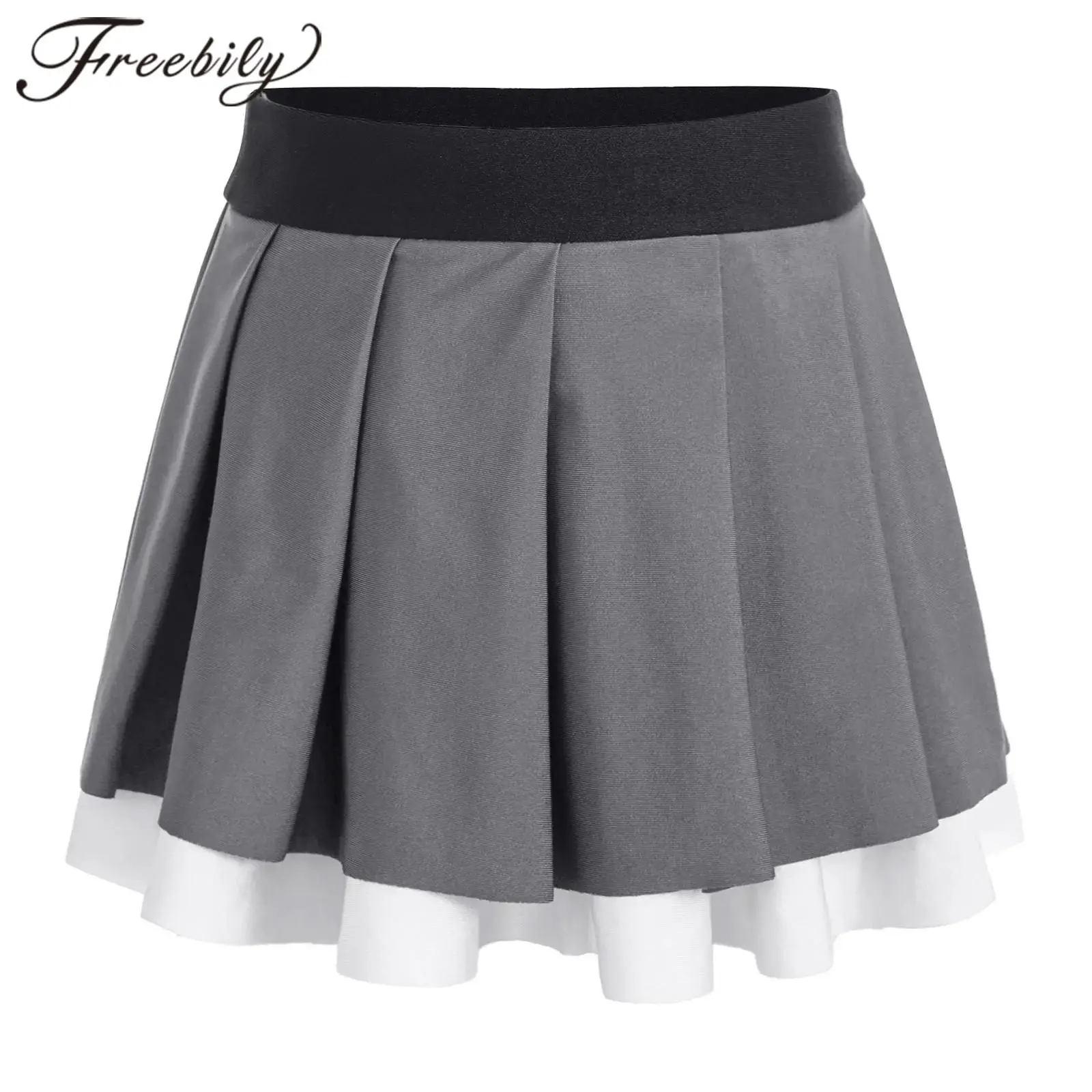 Kids Girls Tennis Skirts Elastic Waistband Mini Skirts for Schoolgirls Skating Cheerleading Ballet Dance Children Pleated Skirt