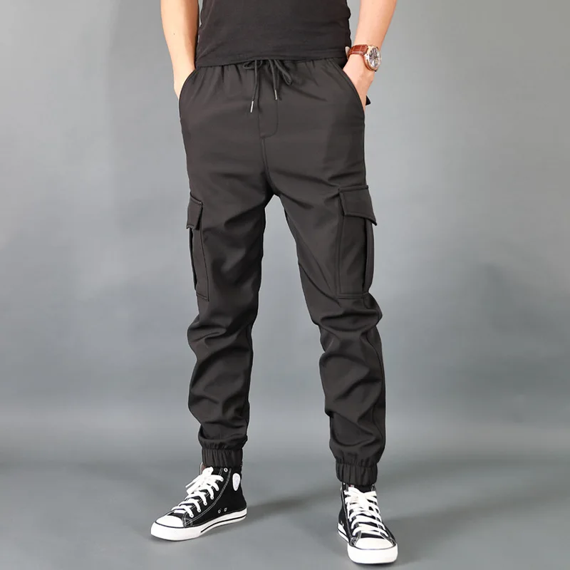 Calça casual masculina de carga, Hip Hop Harem Joggers, calças de bolso, roupas streetwear, nova moda