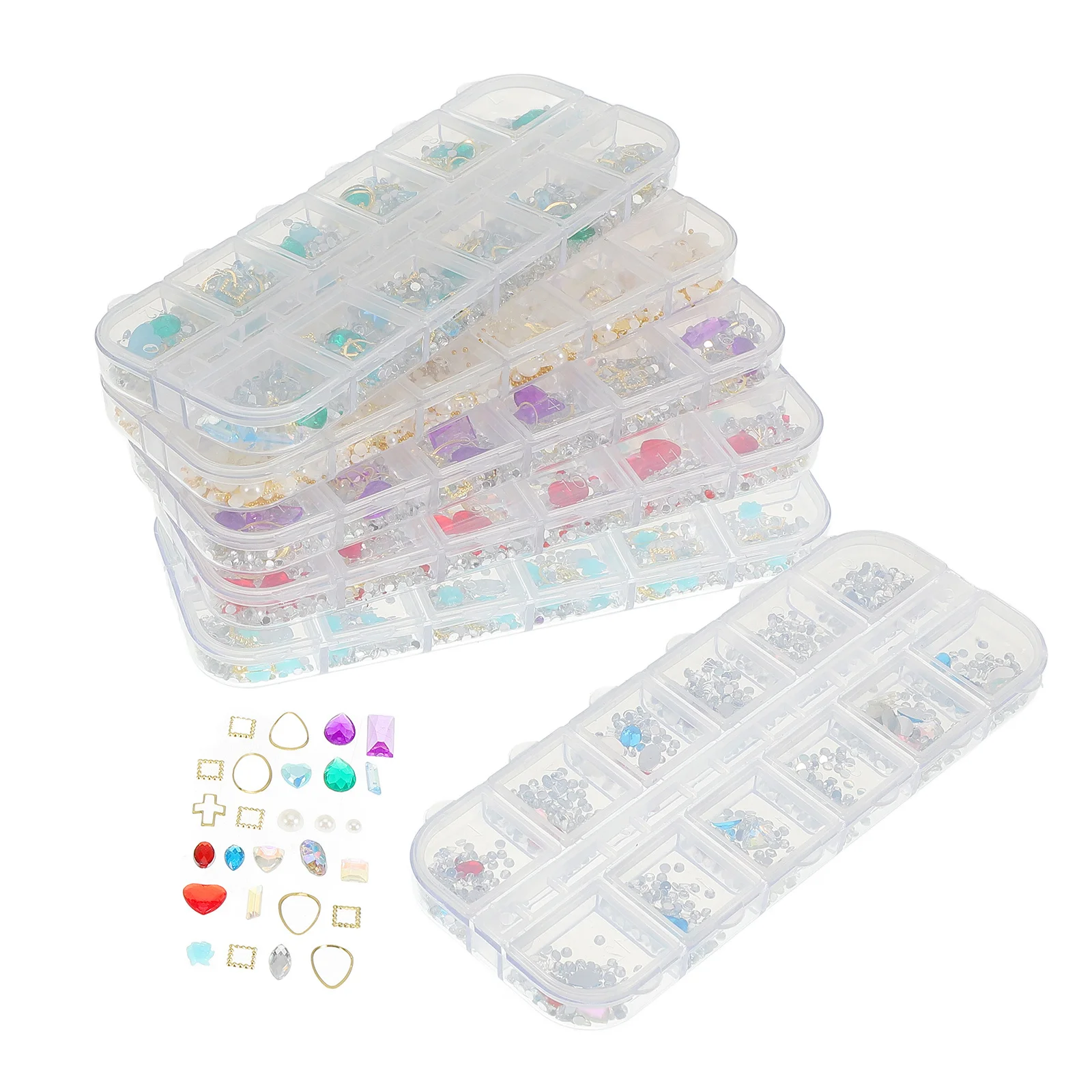 

6 Box Strip Rivet Rhinestone Mixed Pearl Glass Patch Nail Art Decor DIY Manicure Rhinestones Glamorous Nail Accessories